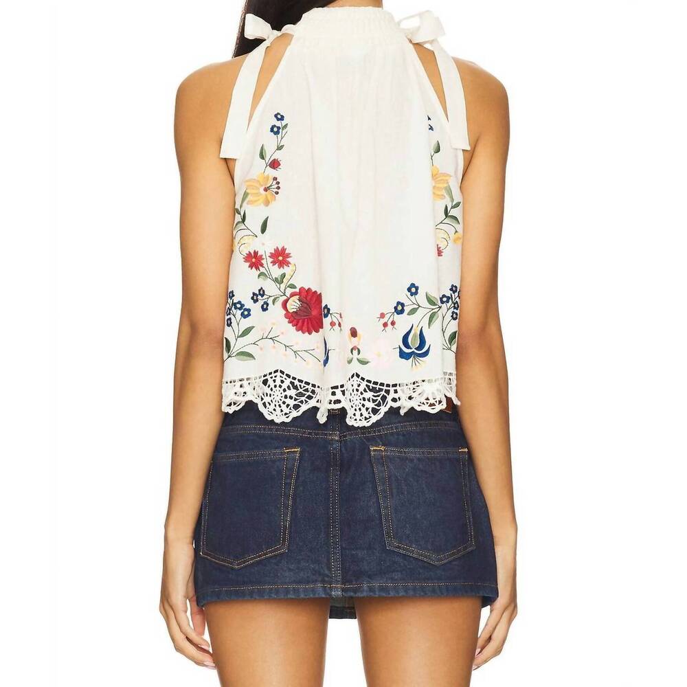 NEW SEA celia embroidery halter top in cream - Picture 4 of 4